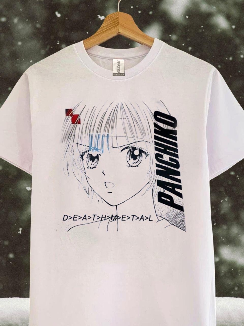 Gildan White Kids Graphic Tee with Manga Girl and Black 'PAINGHIKO' Print